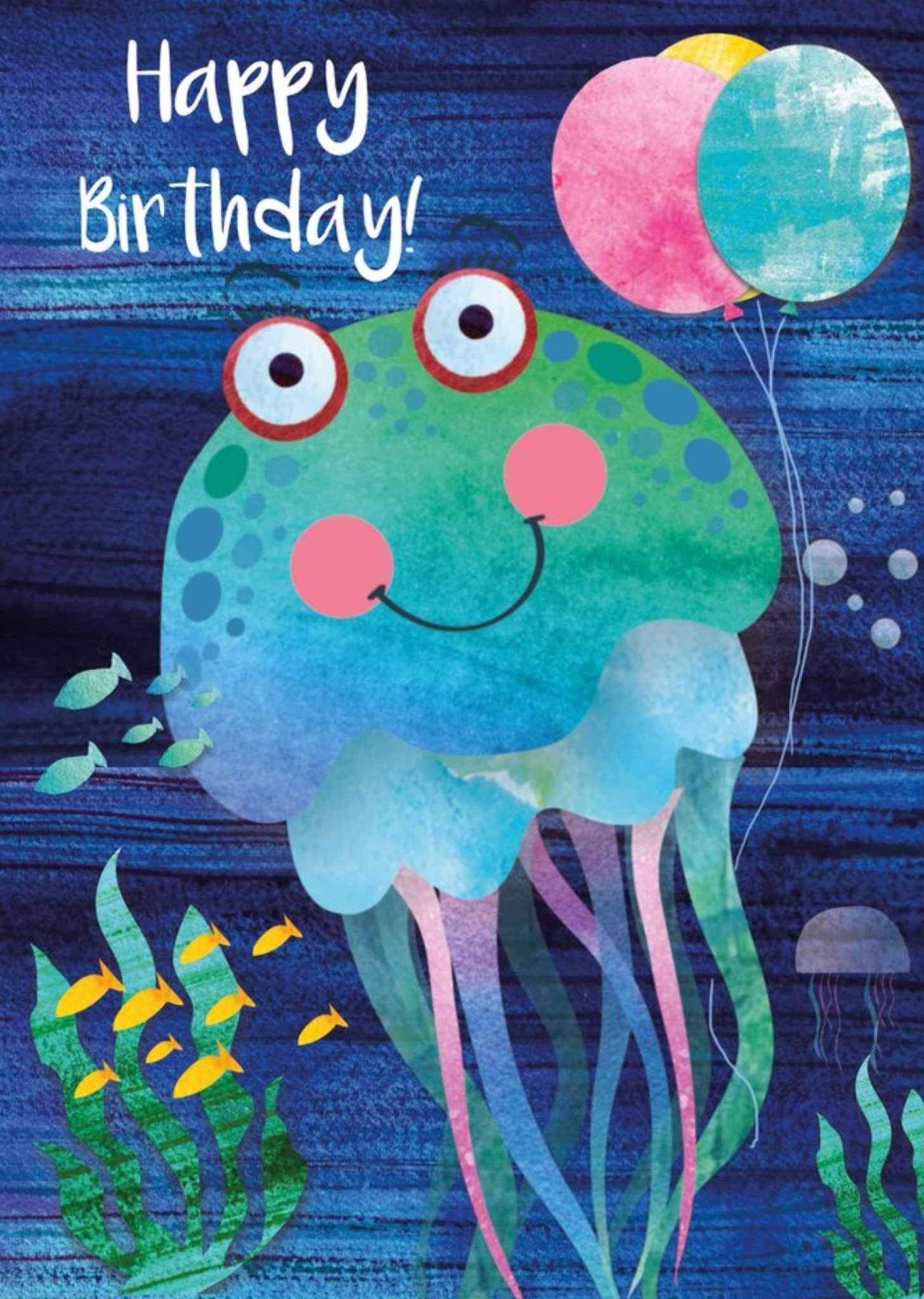 Moonpig Cute Jellyfish With Balloons Birthday Card, Large