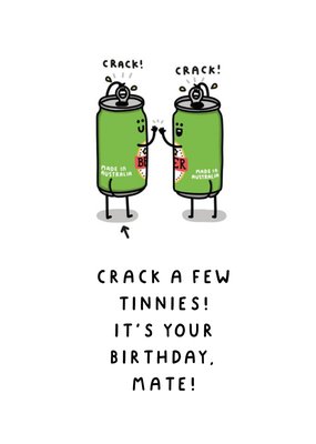 Illustration Of Two Beer Can Characters Crack A Few Tinnies Birthday Card