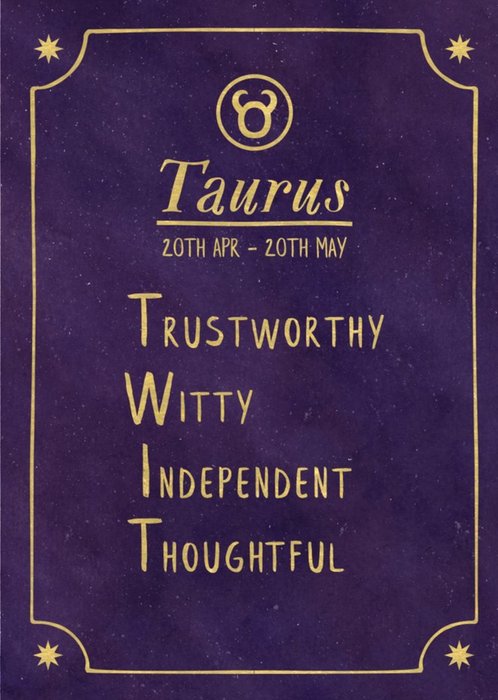 Funny rude horoscope birthday card - Taurus