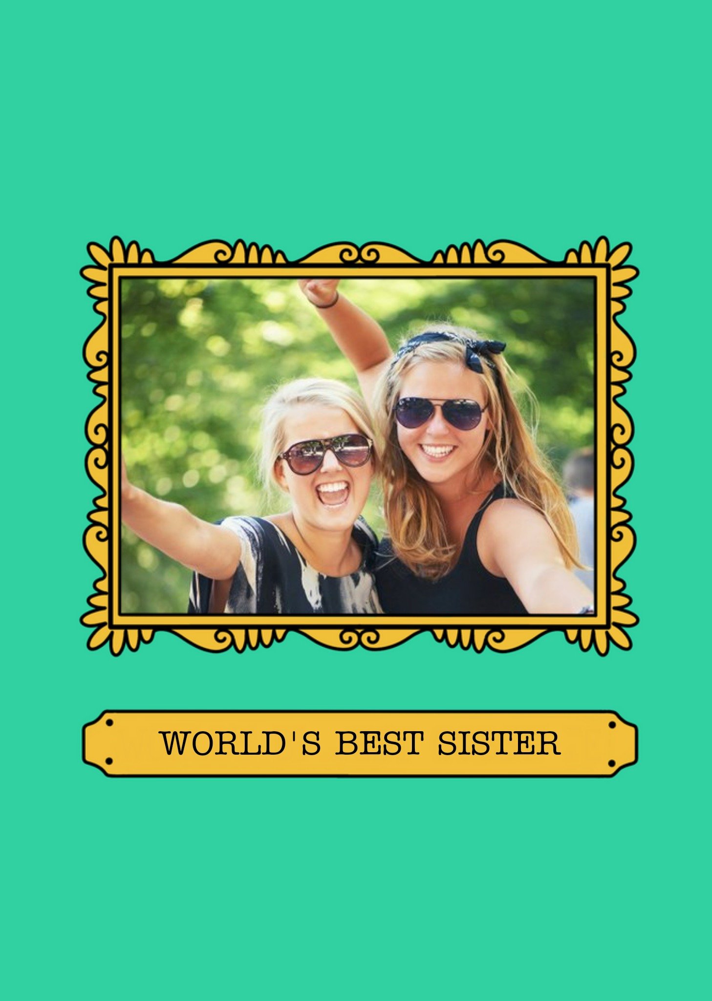 Moonpig Illustration Of A Gold Picture Frame World's Best Mate Photo Upload Card Ecard