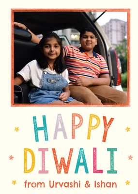Fun And Colourful Letterpress Happy Diwali Greetings Card
