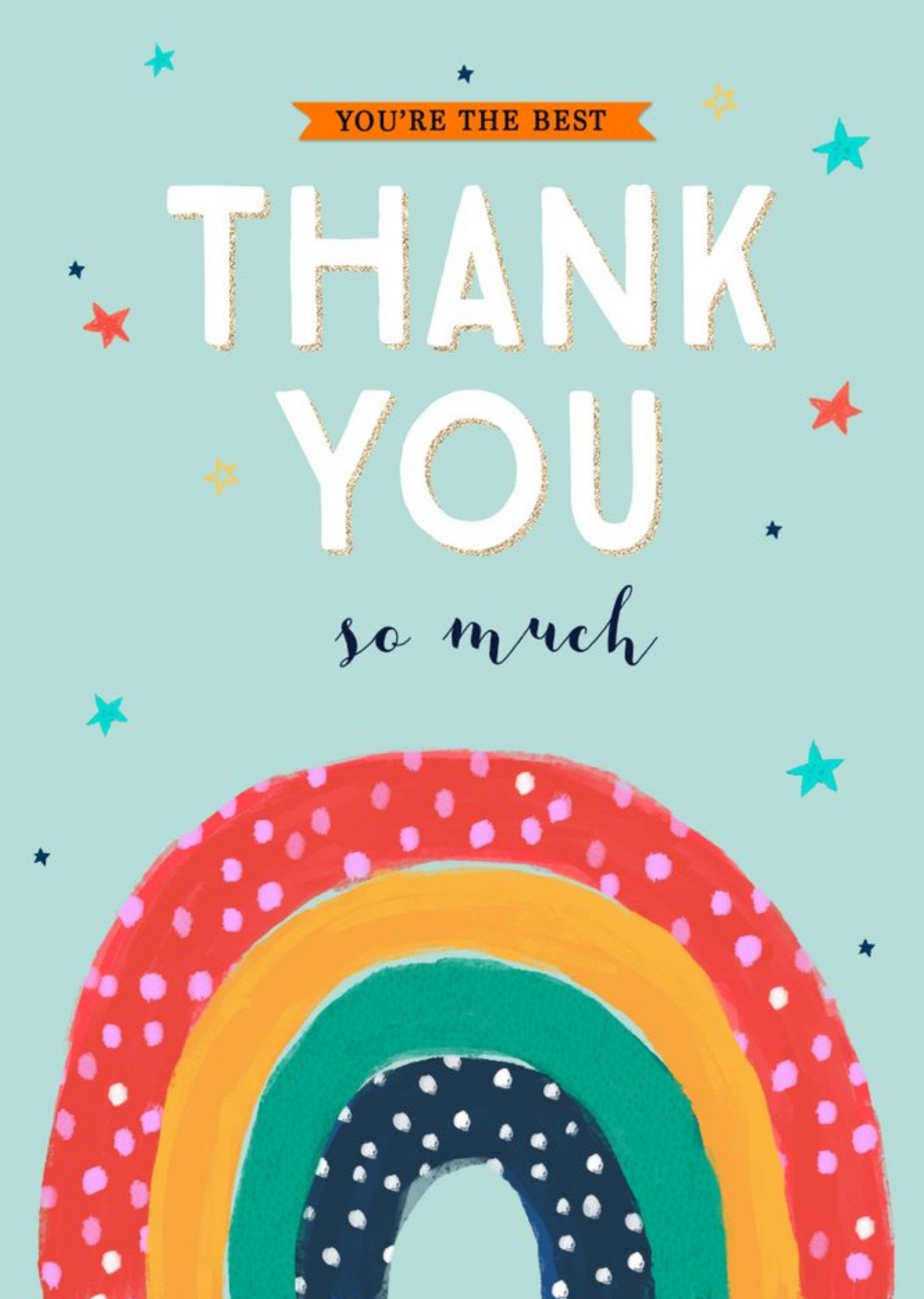 Moonpig Colette Barker Rainbow Stars Thank You Card Ecard