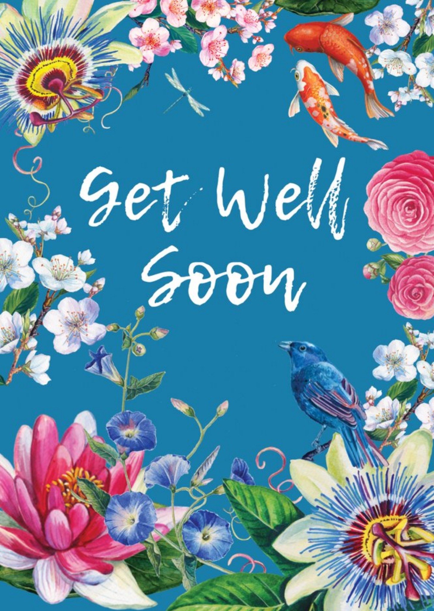 Moonpig Floral Japenese Get Well Soon Card, Large