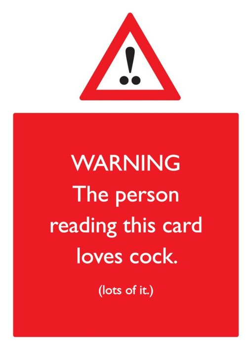 Rude Funny Warning The Person Reading This Card Loves Cock Card