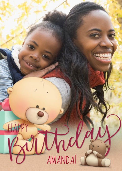 Teddy Bear And Presents Happy Birthday Photo Card