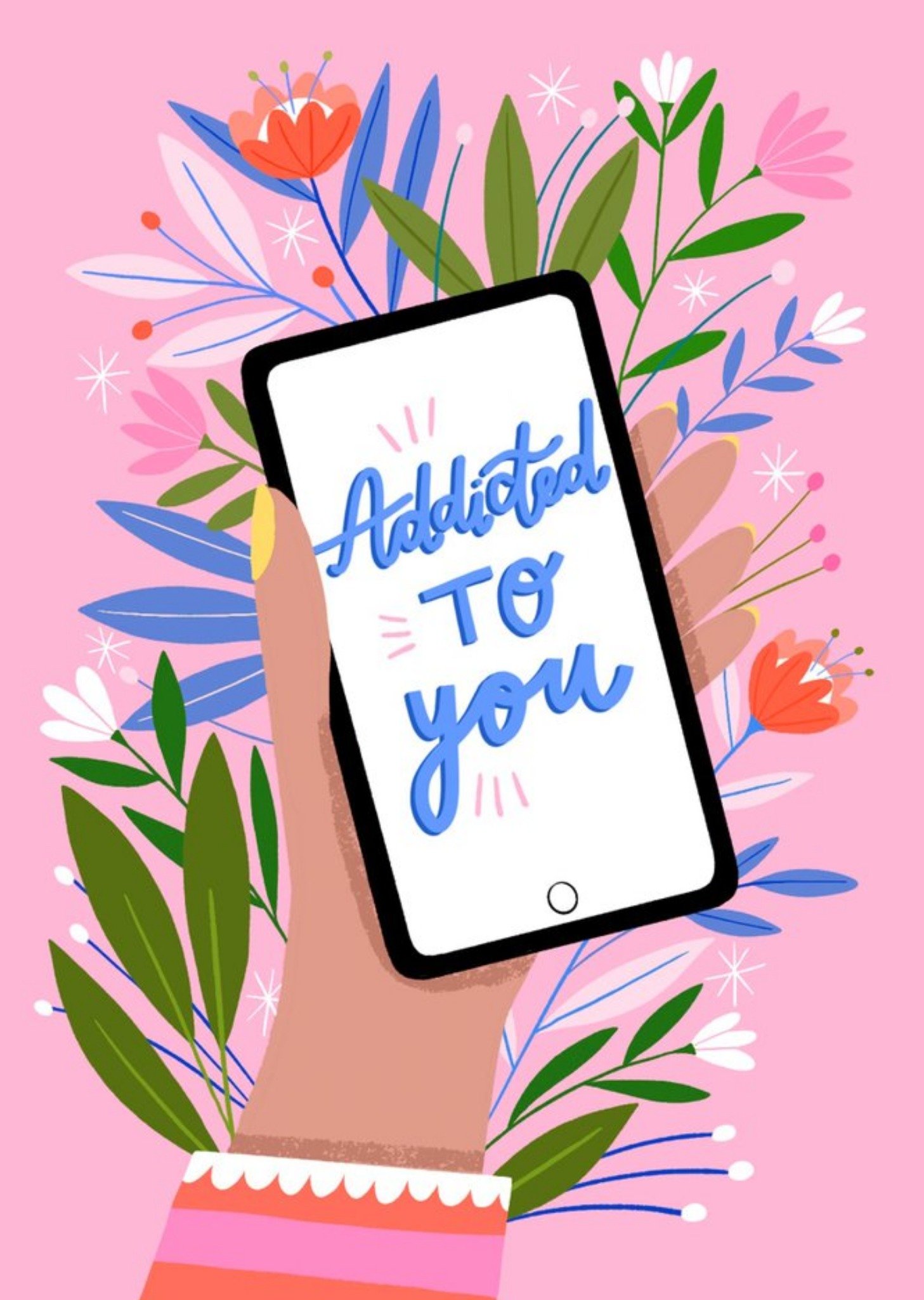 Rumble Cards Addicted To You Phone Floral Illustration Card, Large