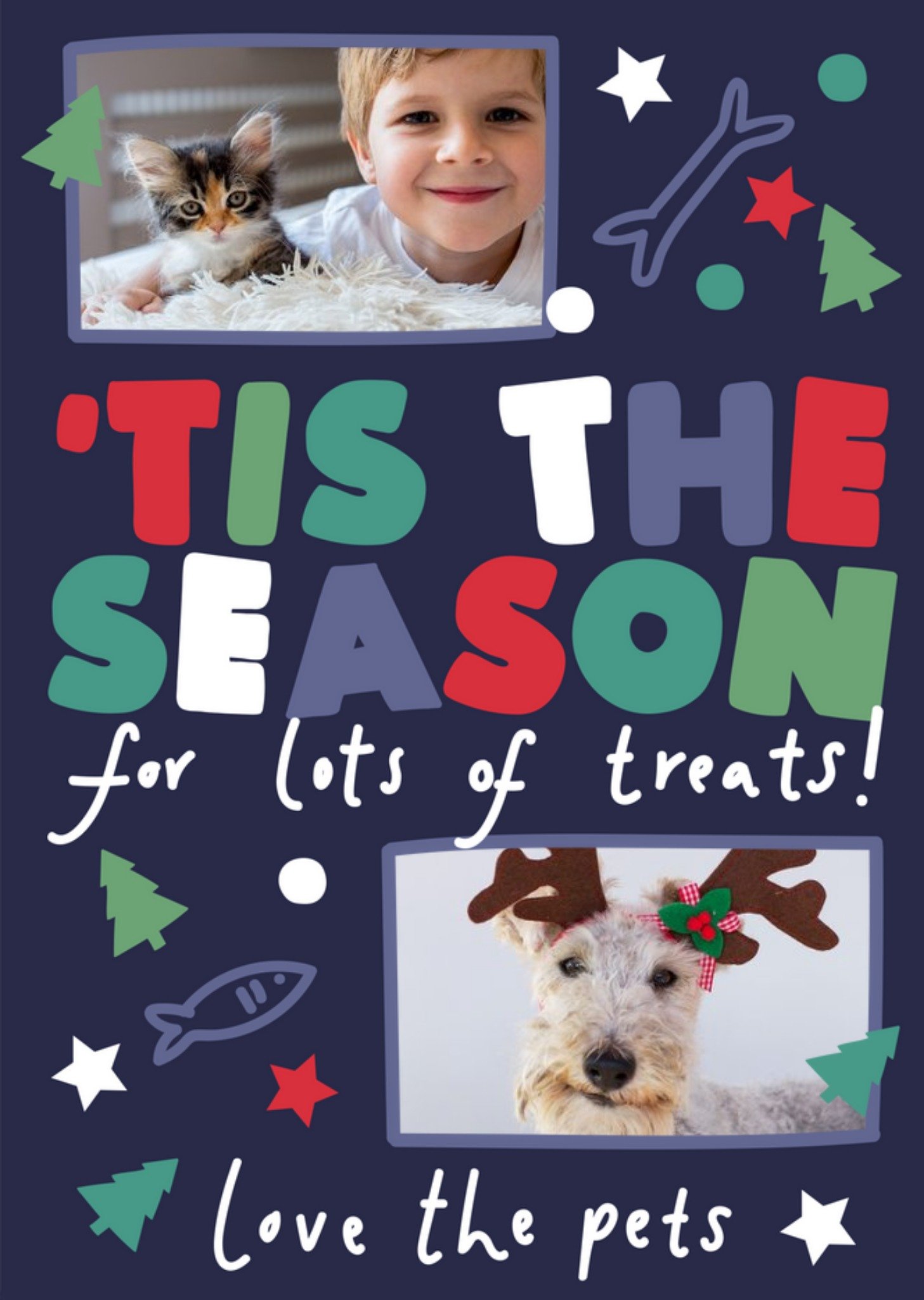 Moonpig Tis The Season For Lots Of Pet Treats Photo Upload Christmas Card, Large