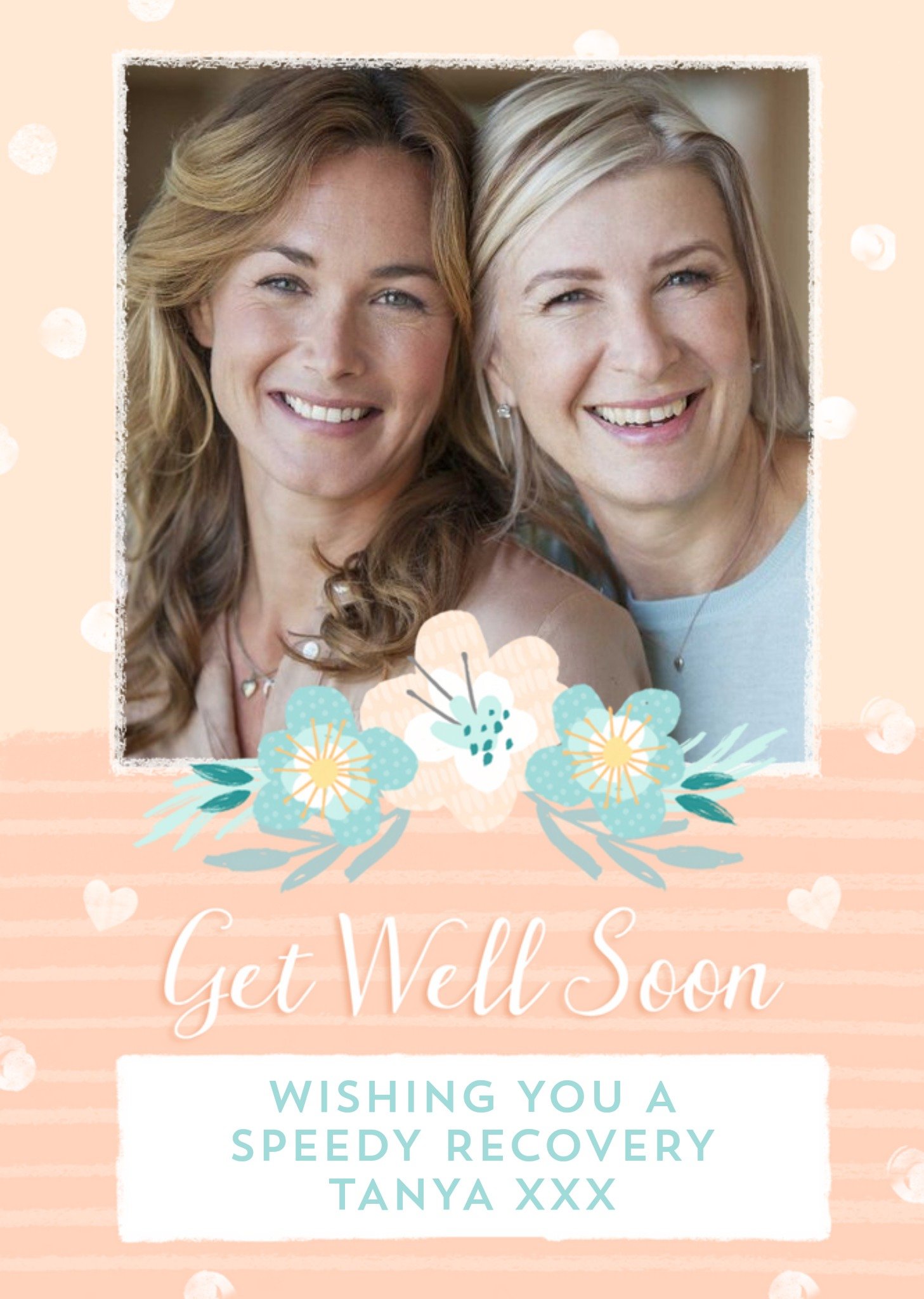 Photo Frame With Flowers On An Abstract Pattern Background Get Well Soon Photo Upload Card Ecard