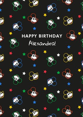 Disney Luxe Happy Birthday Mickey Mouse Pattern Card
