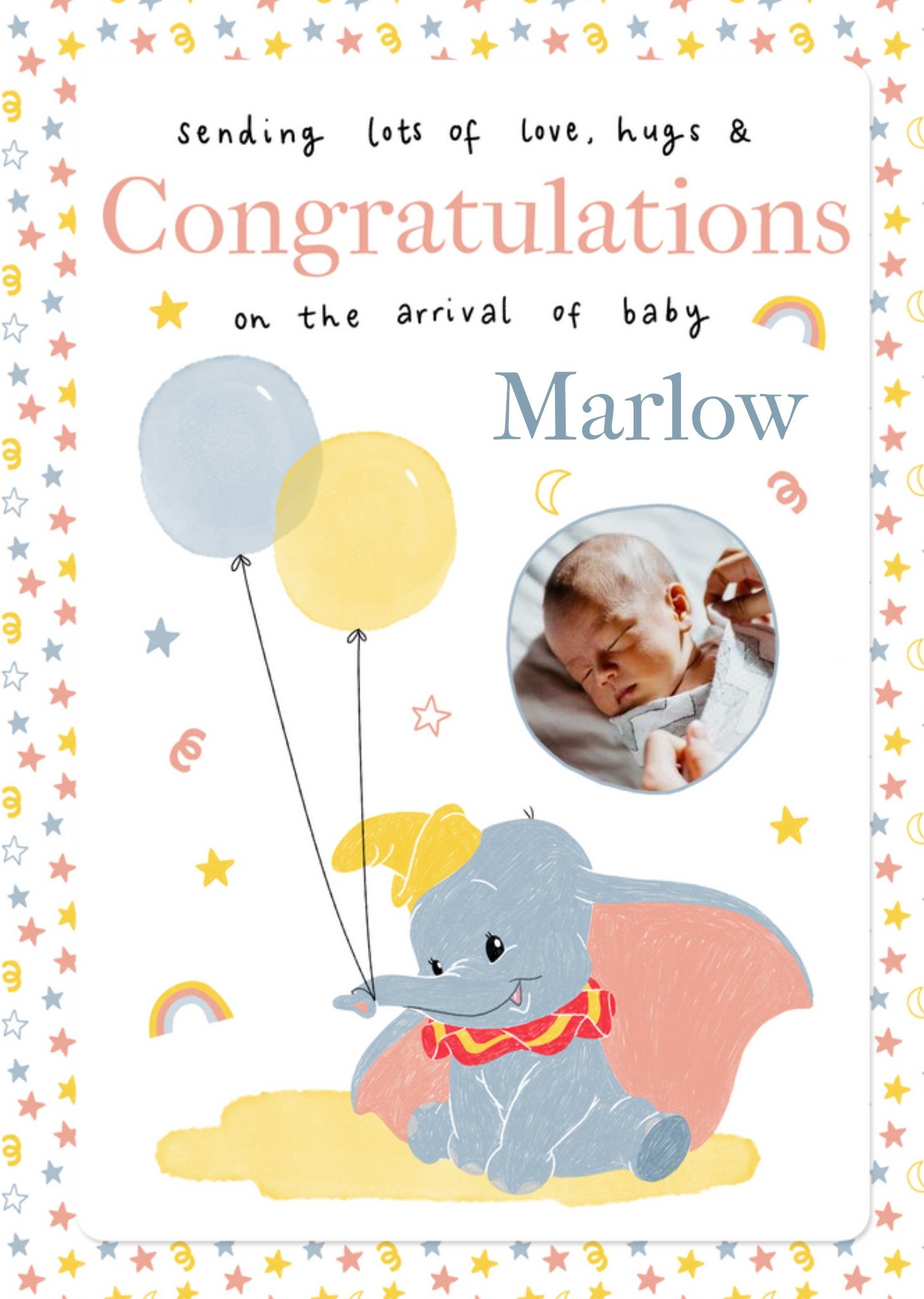 Disney's Dumbo Photo Upload New Baby Card, Large