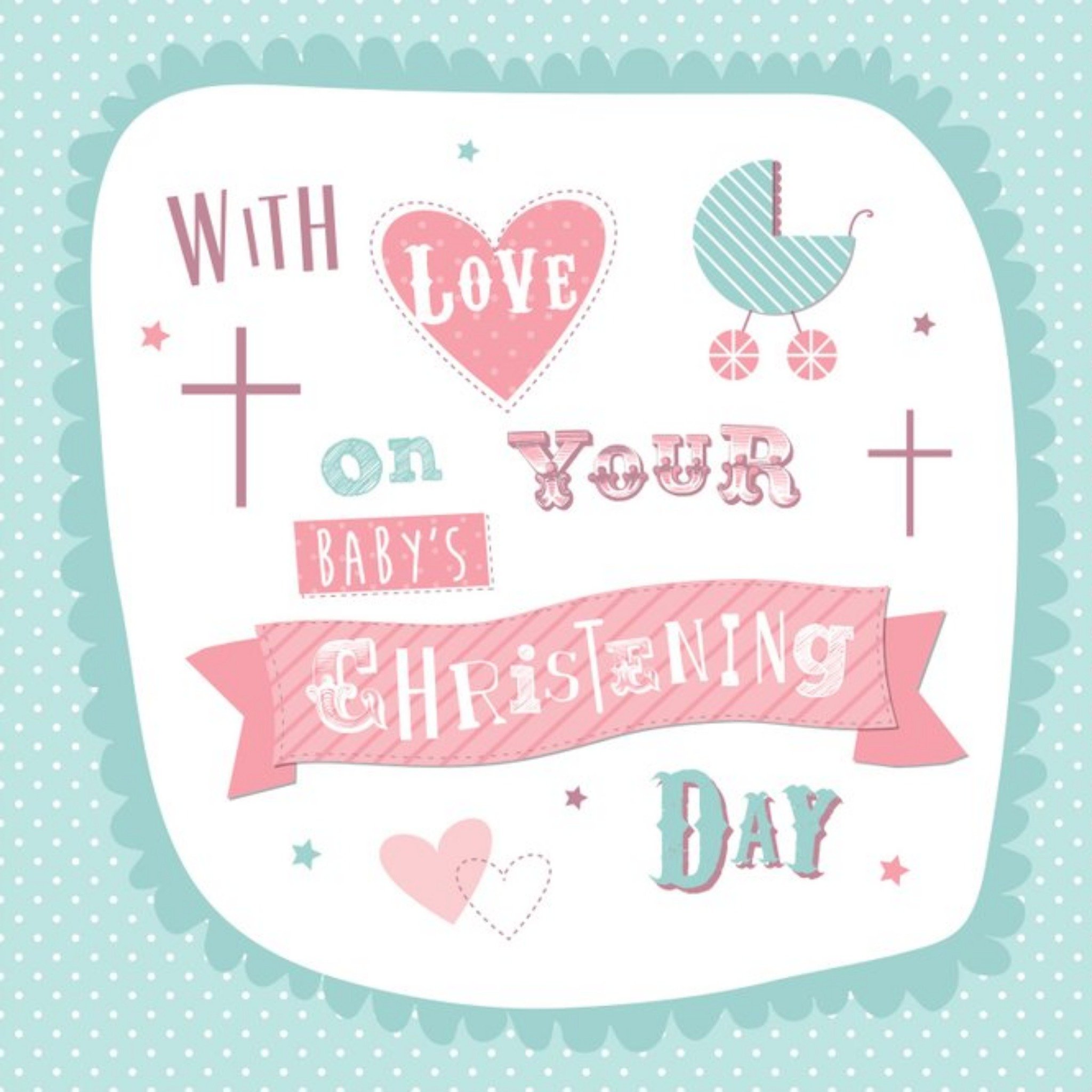 With Love On Your Baby's Christening Day Cute Card, Square