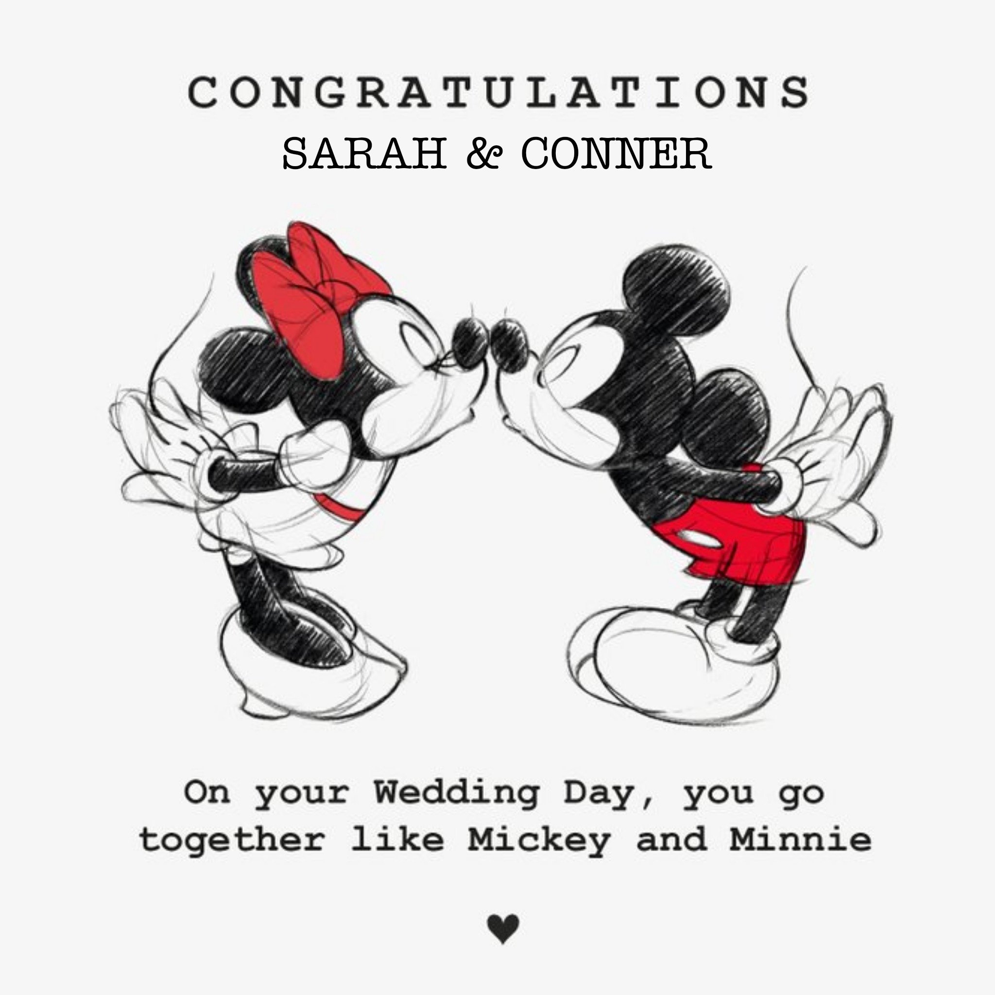 Mickey Mouse Mickey And Minnie Mouse Congratulations On Your Wedding Day, Square Card
