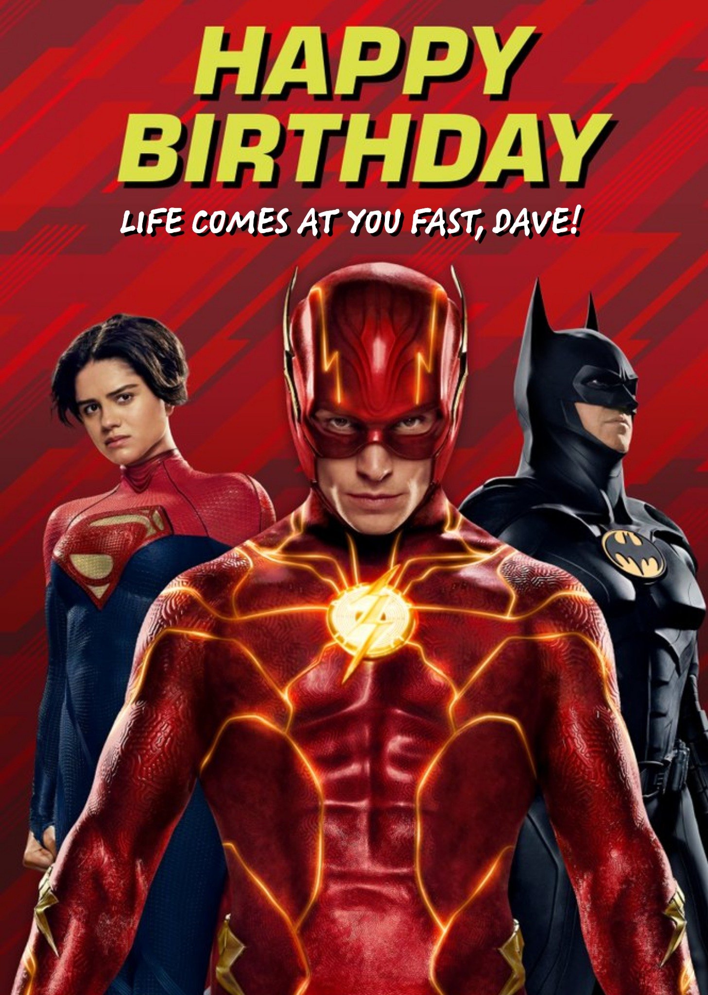 The Flash Movie With Batman And Supergirl Warner Brothers Birthday Card Ecard