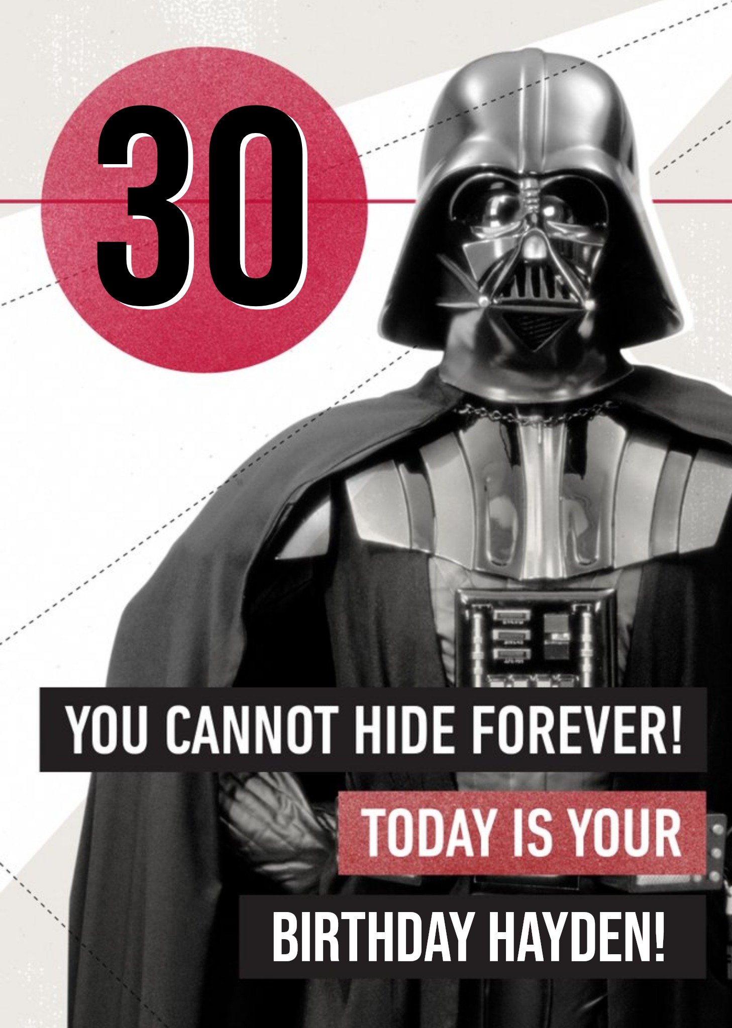 Disney Star Wars Darth Vader 30th Birthday Card, Large