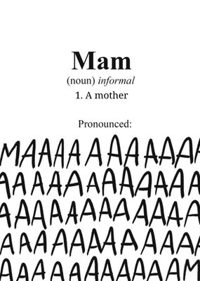 Typographic Mam Dictionary Definition Birthday Card