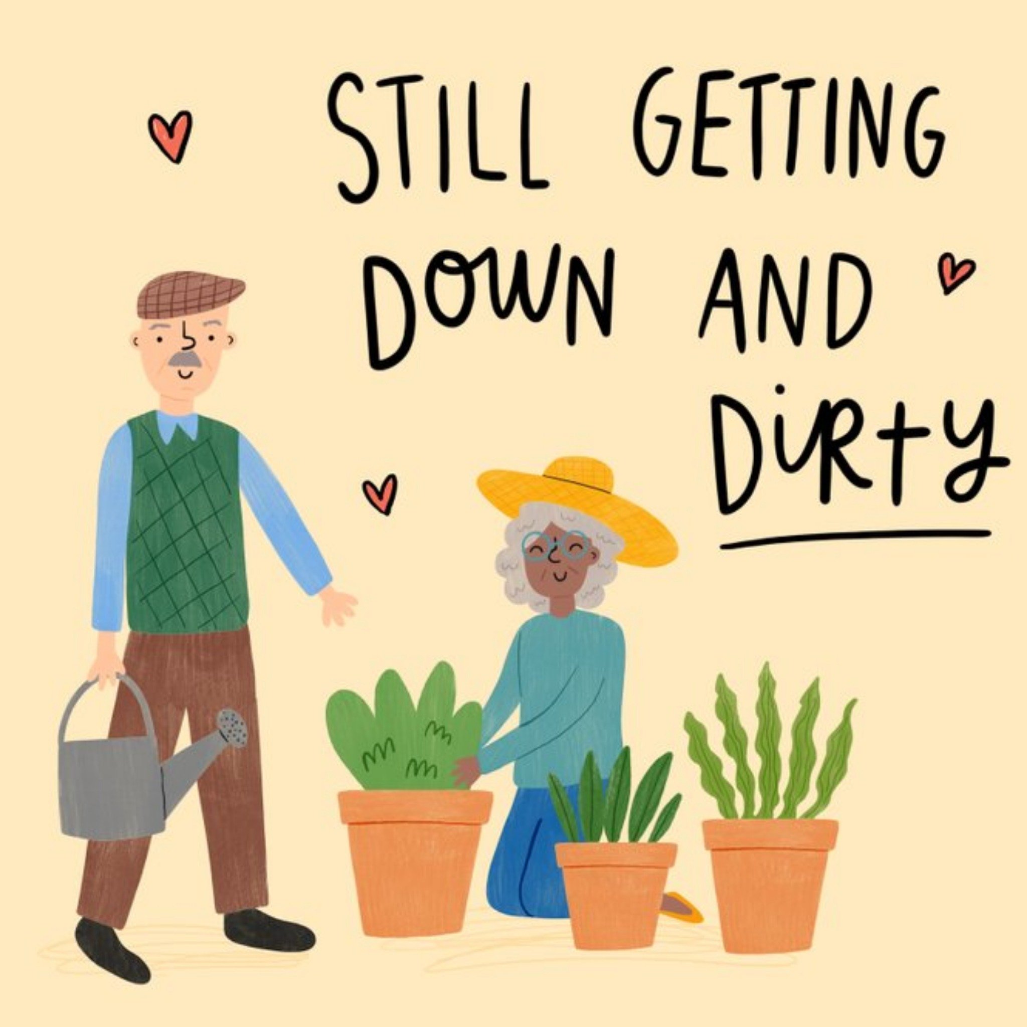 Cute Humour Love Anniversary Gardening Plant Pots Card, Square