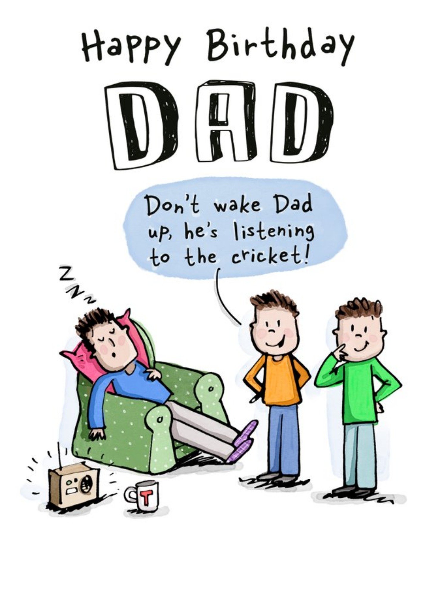 Good Sport Illustrated Sleeping Dad Birthday Card Ecard