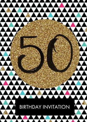 Gold Glitter 50Th Birthday Party Invitation