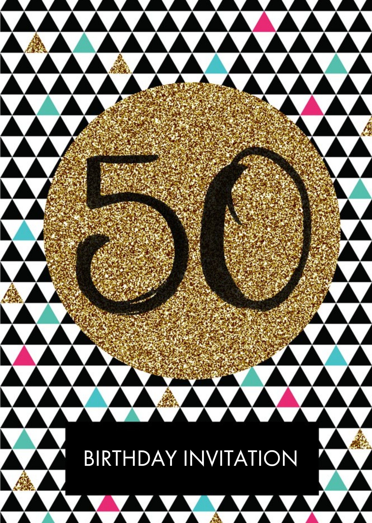 Moonpig Gold Glitter 50th Birthday Party Invitation Ecard