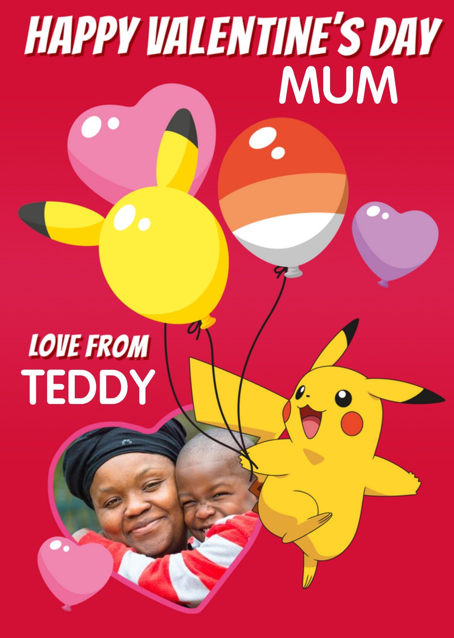 Pokemon Pikachu Happy Valentines Day Card, Large