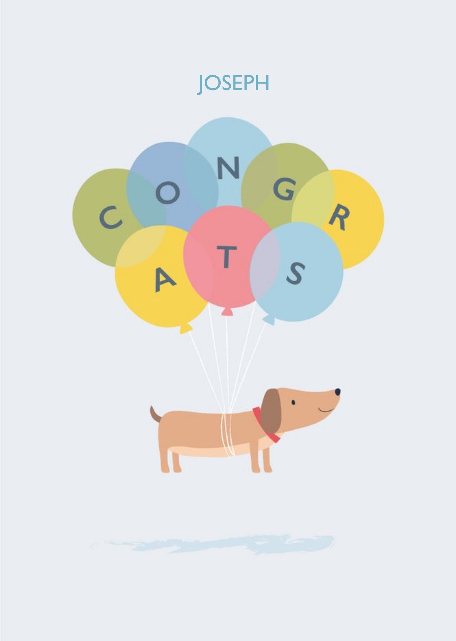 Klara Hawkins Cute Balloons Dog Congratulations Card Ecard