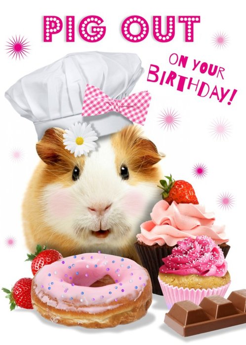 Cute Pig Out On Your Birthday Guinea Pig Card