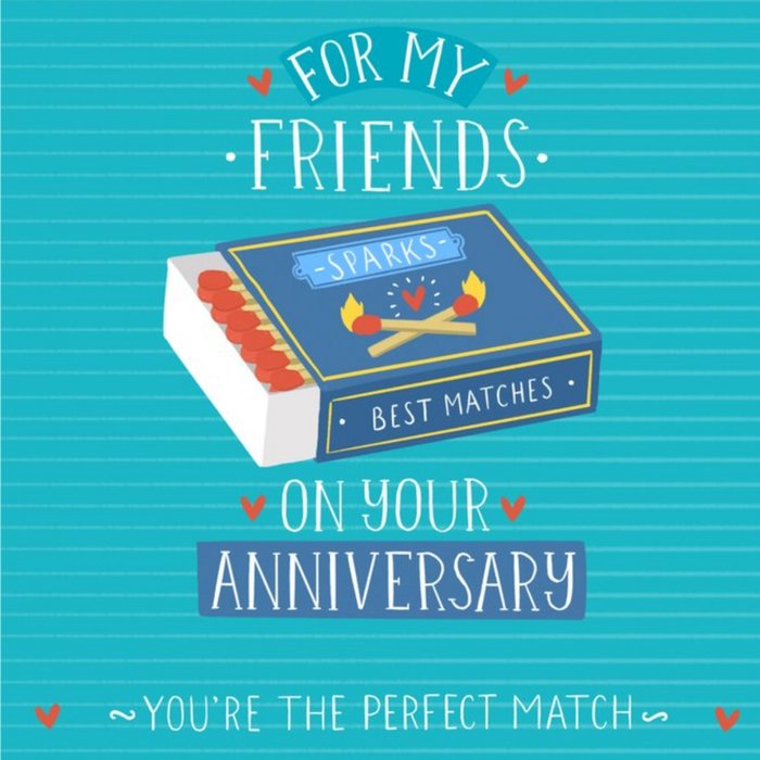 Retro Matchbox Illustration Friends Anniversary Card