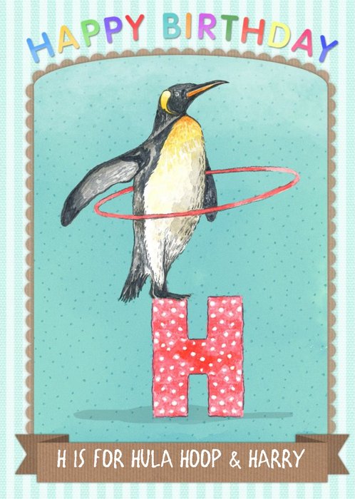 Alphabet Animal Antics H Is For Personalised Happy Birthday Card