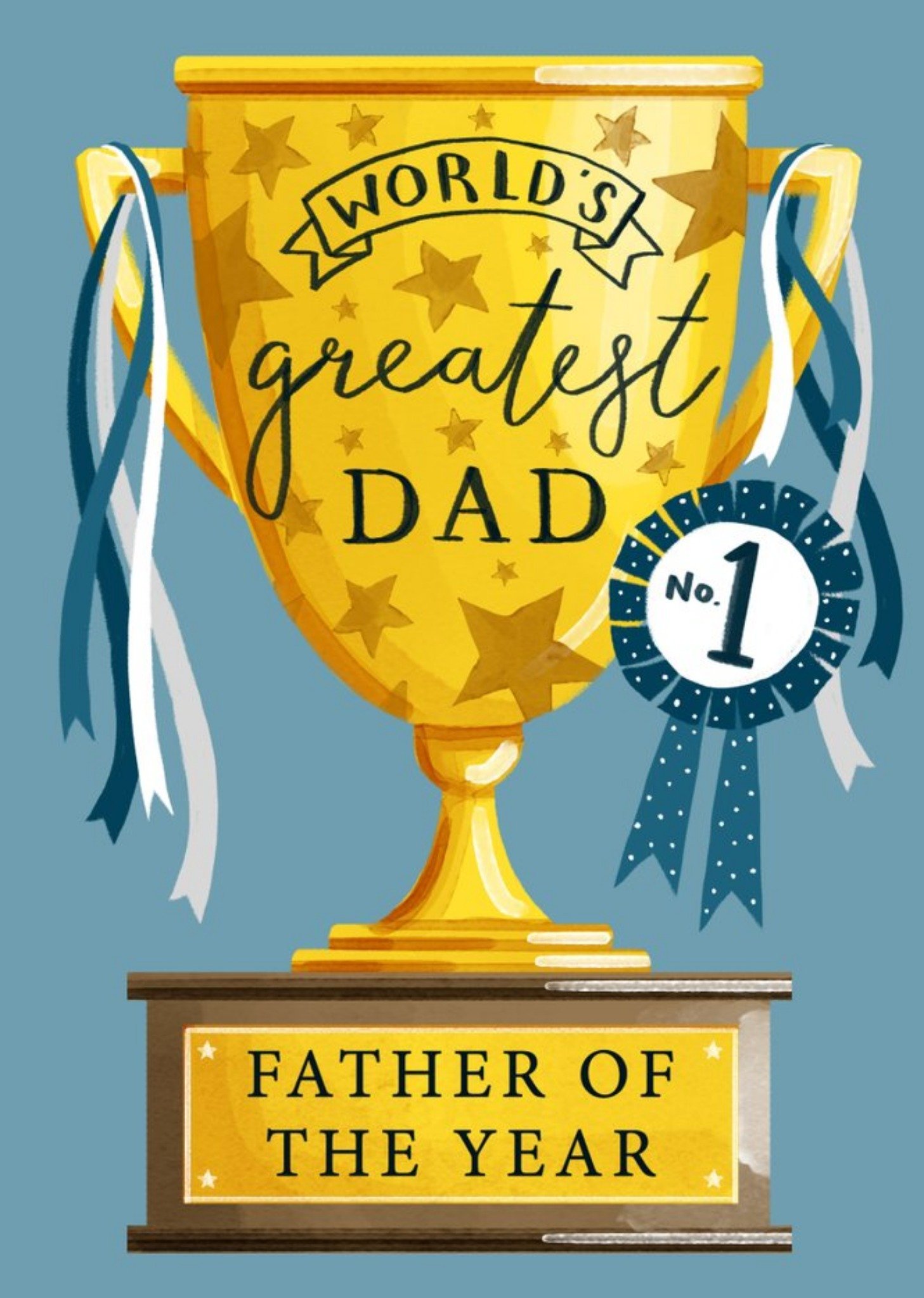 Okey Dokey Design Traditional Father Of The Year Trophy Father's Day Card, Large