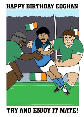 Funny Irish Ireland Rugby Team Birthday Card Try and Enjoy it mate!