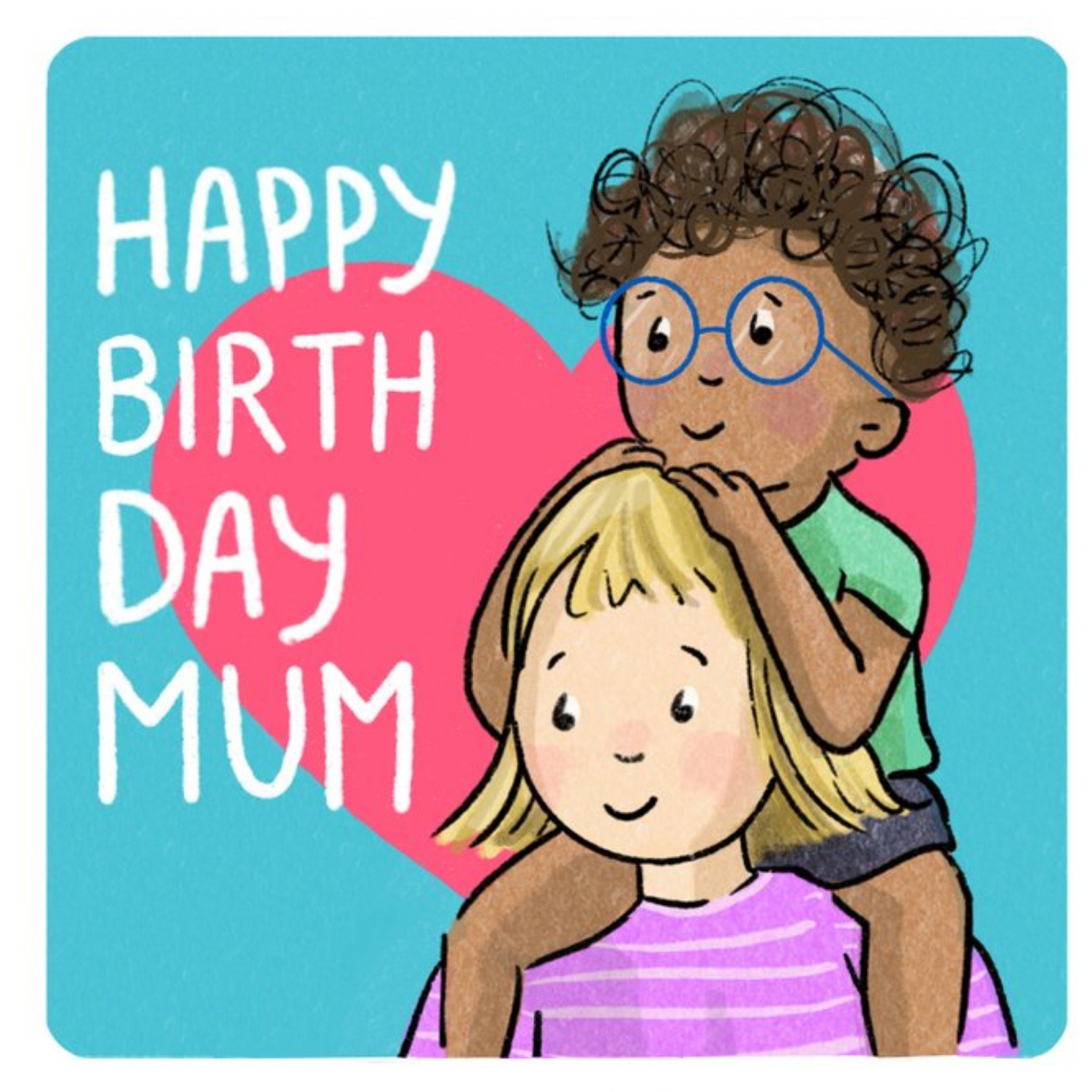 Cake And Crayons Cute Illustrated Mum Birthday Card, Square