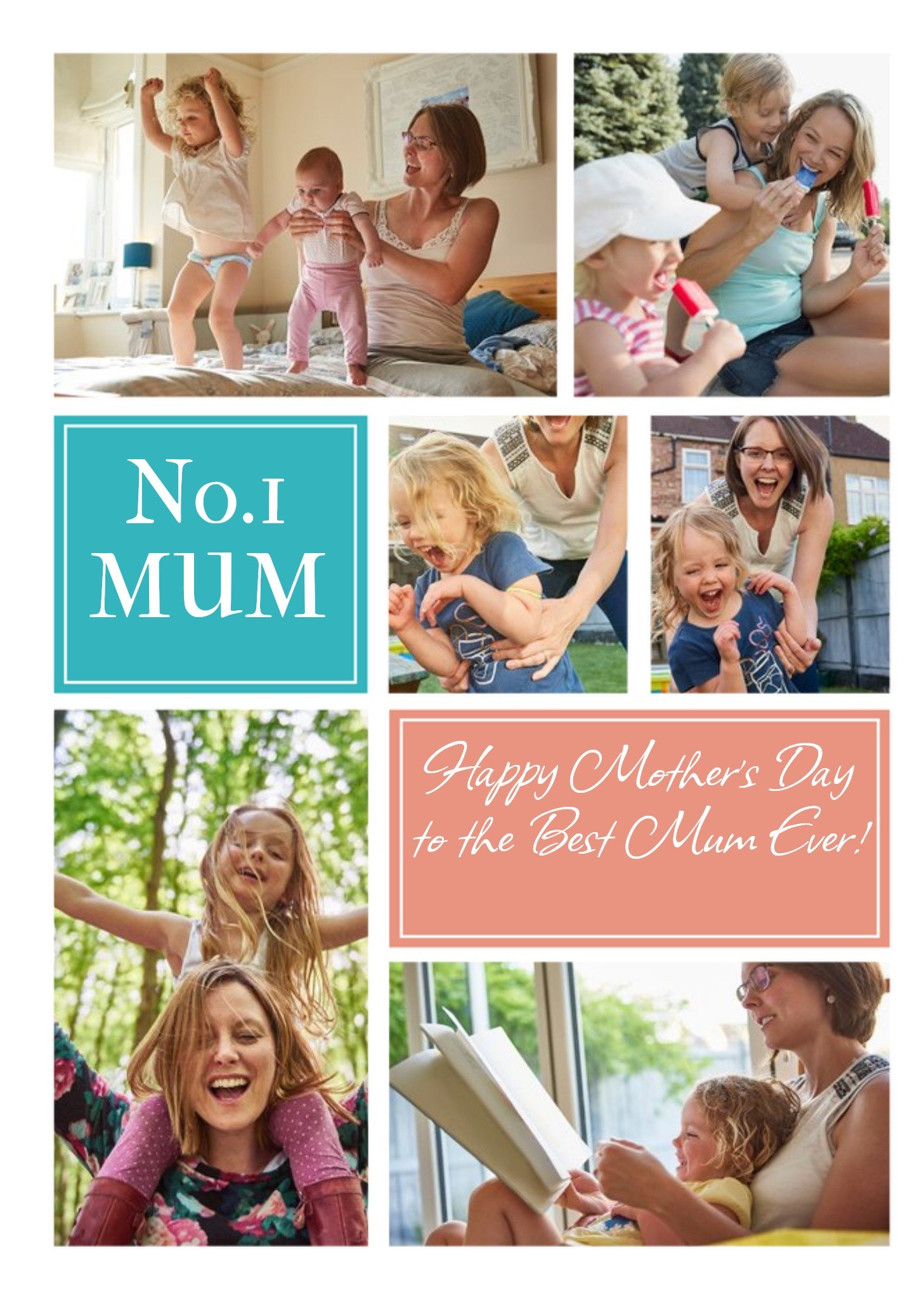 Pastel Number One Mum Multi Photo Mother's Day Card Ecard