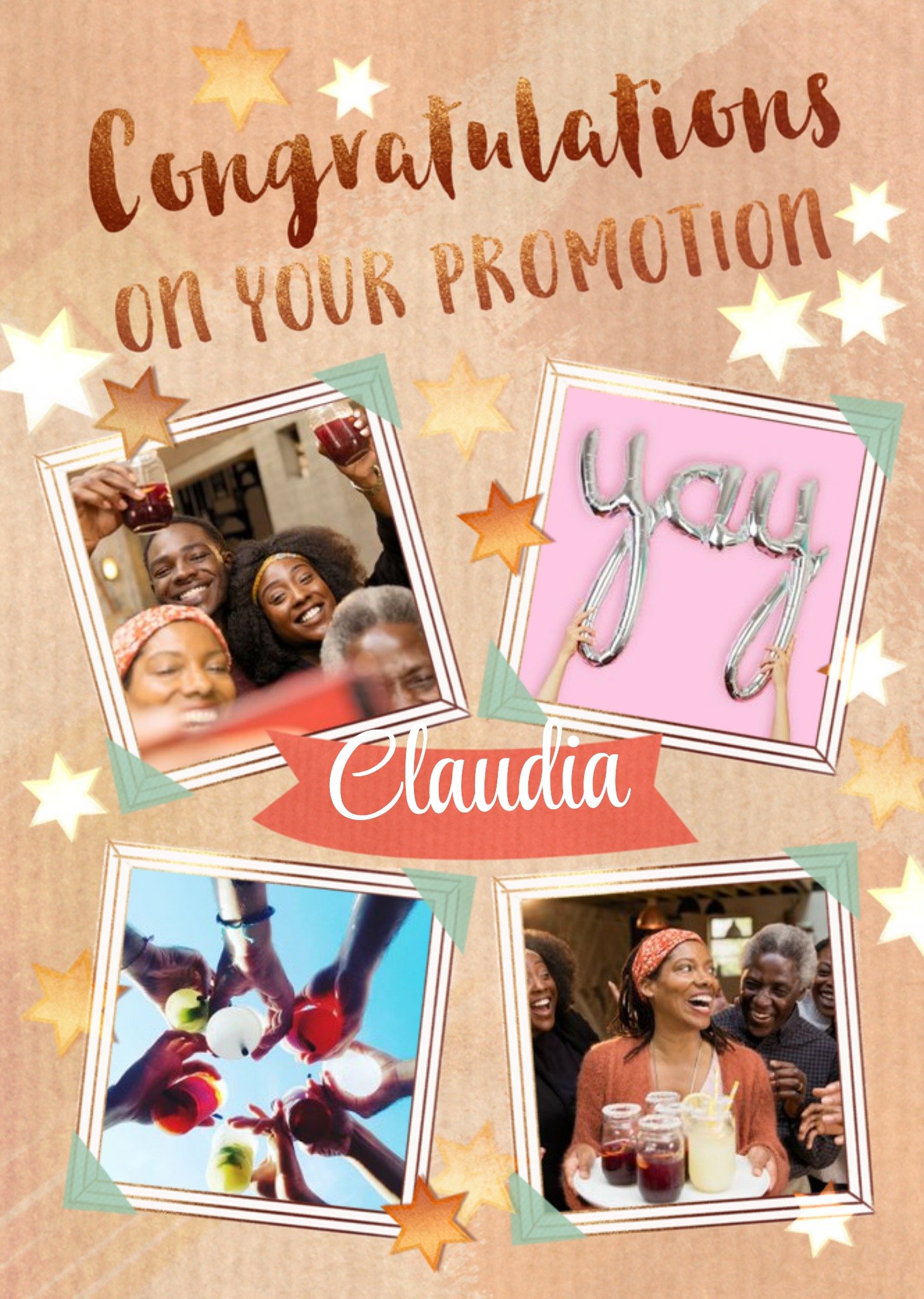 Moonpig Congratulations On Your Promotion Photo Upload Typographic Design Card, Large