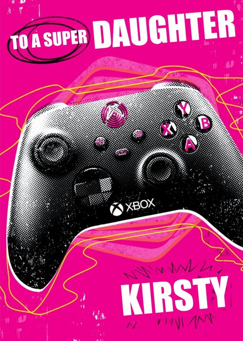 Graphic Illustrated Design Xbox Controller To A Super Daughter Birthday Card