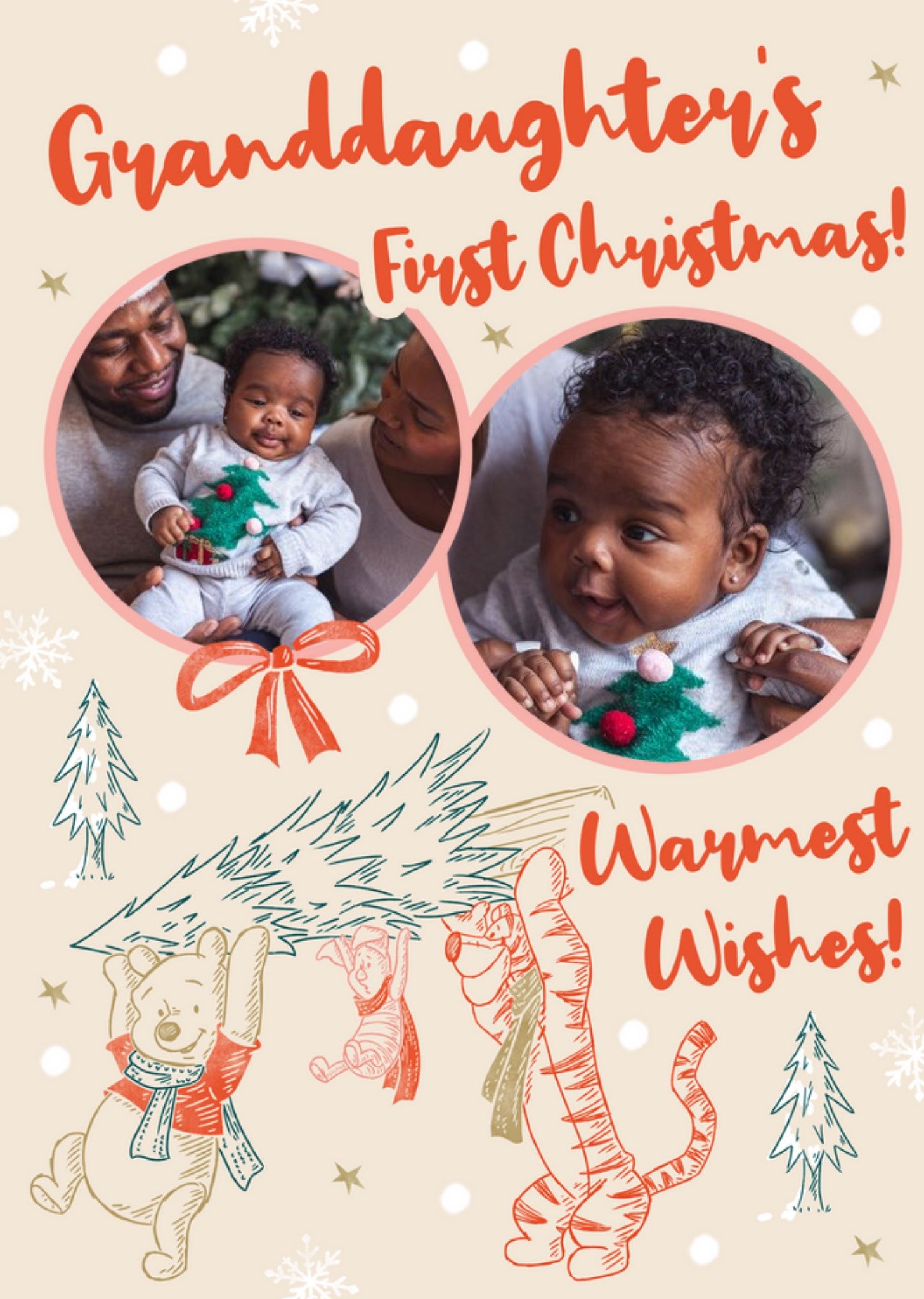 Winnie The Pooh Granddaughter's First Christmas Photo Upload Card Ecard