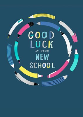 Cute Illustration Pencils Good Luck At Your New School Card