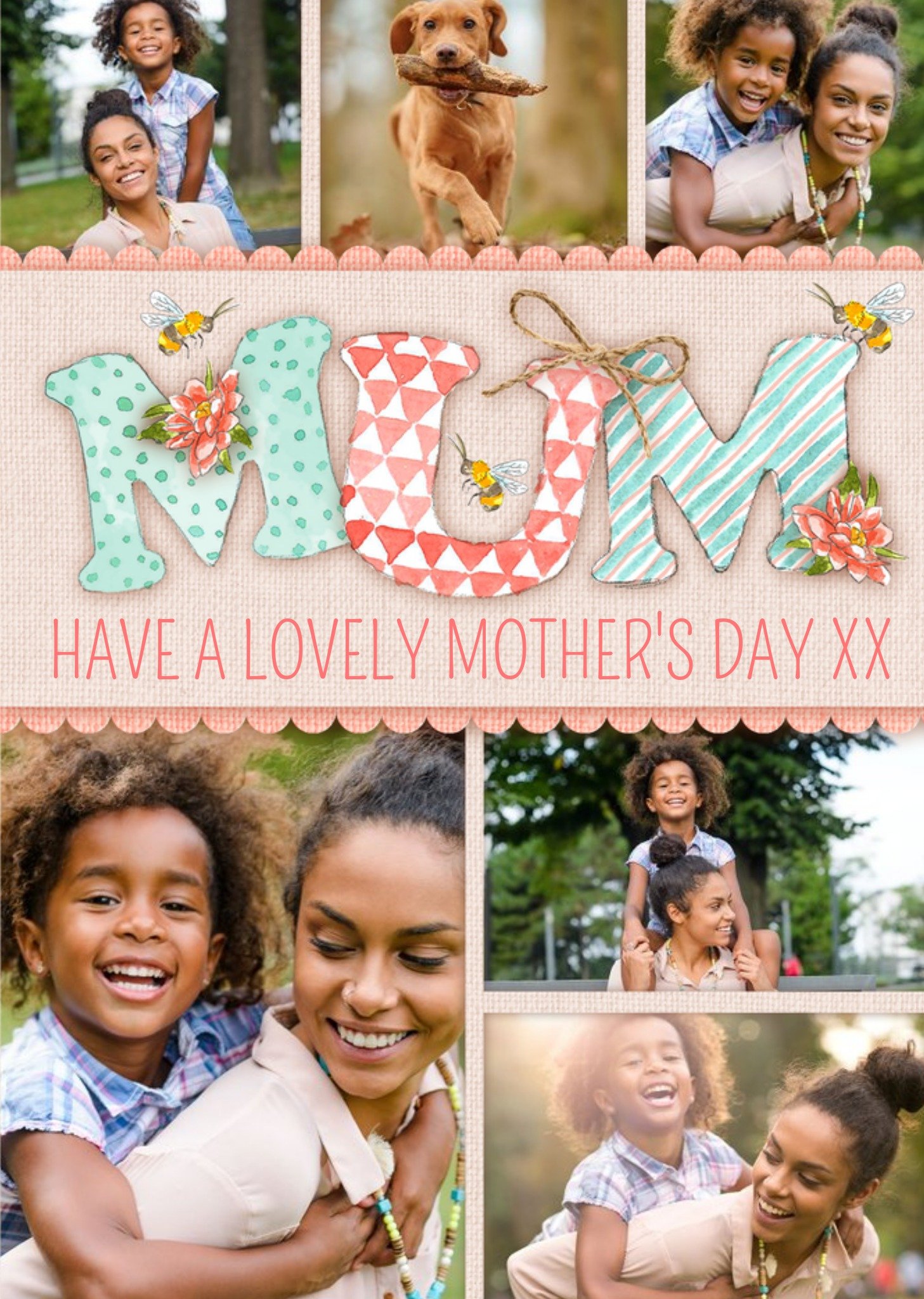 Patterned Mum Letters Happy Mothers Day Photo Card