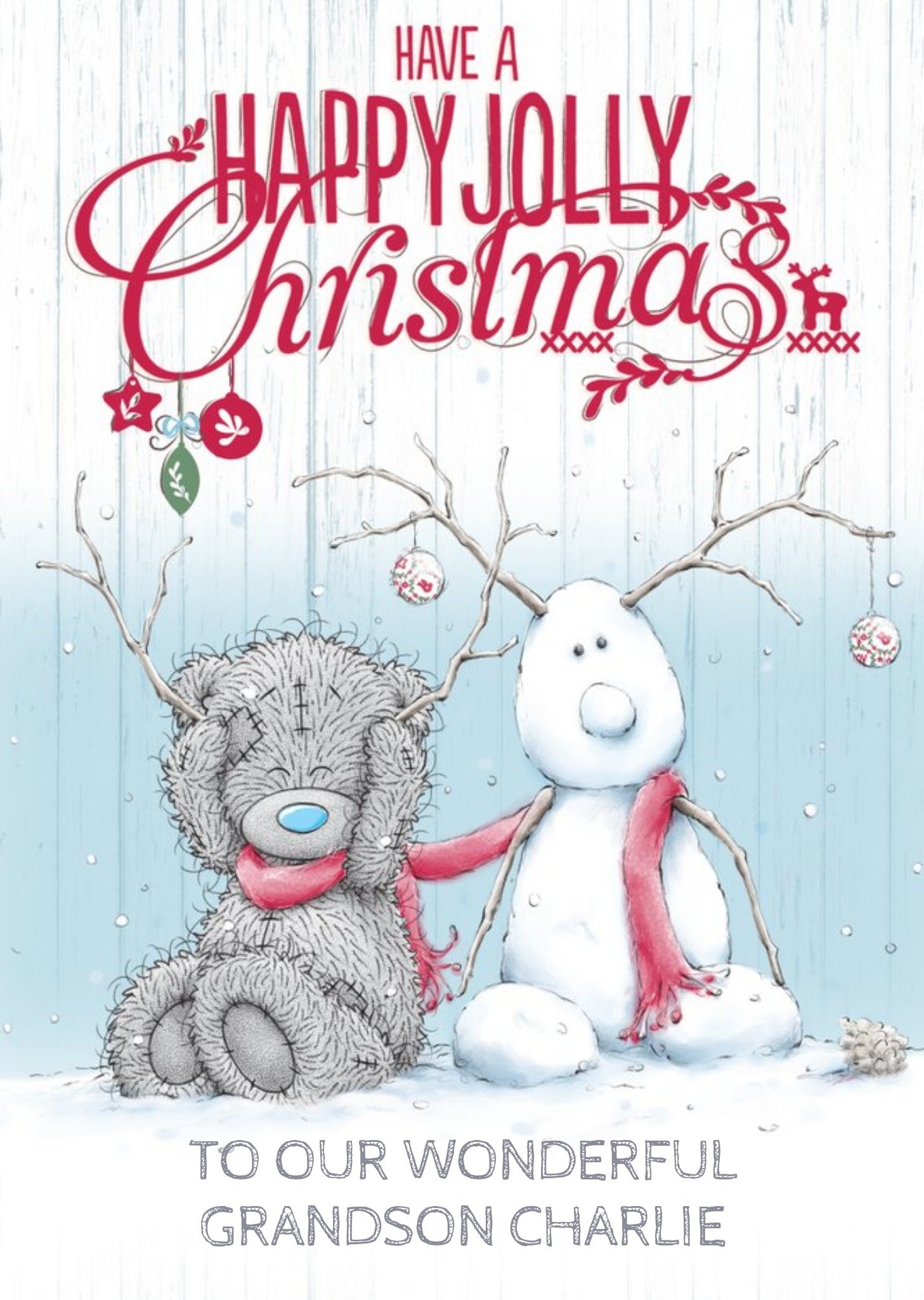 Me To You Tatty Teddy And Snow Dolph Happy Jolly Personalised Christmas Card Ecard