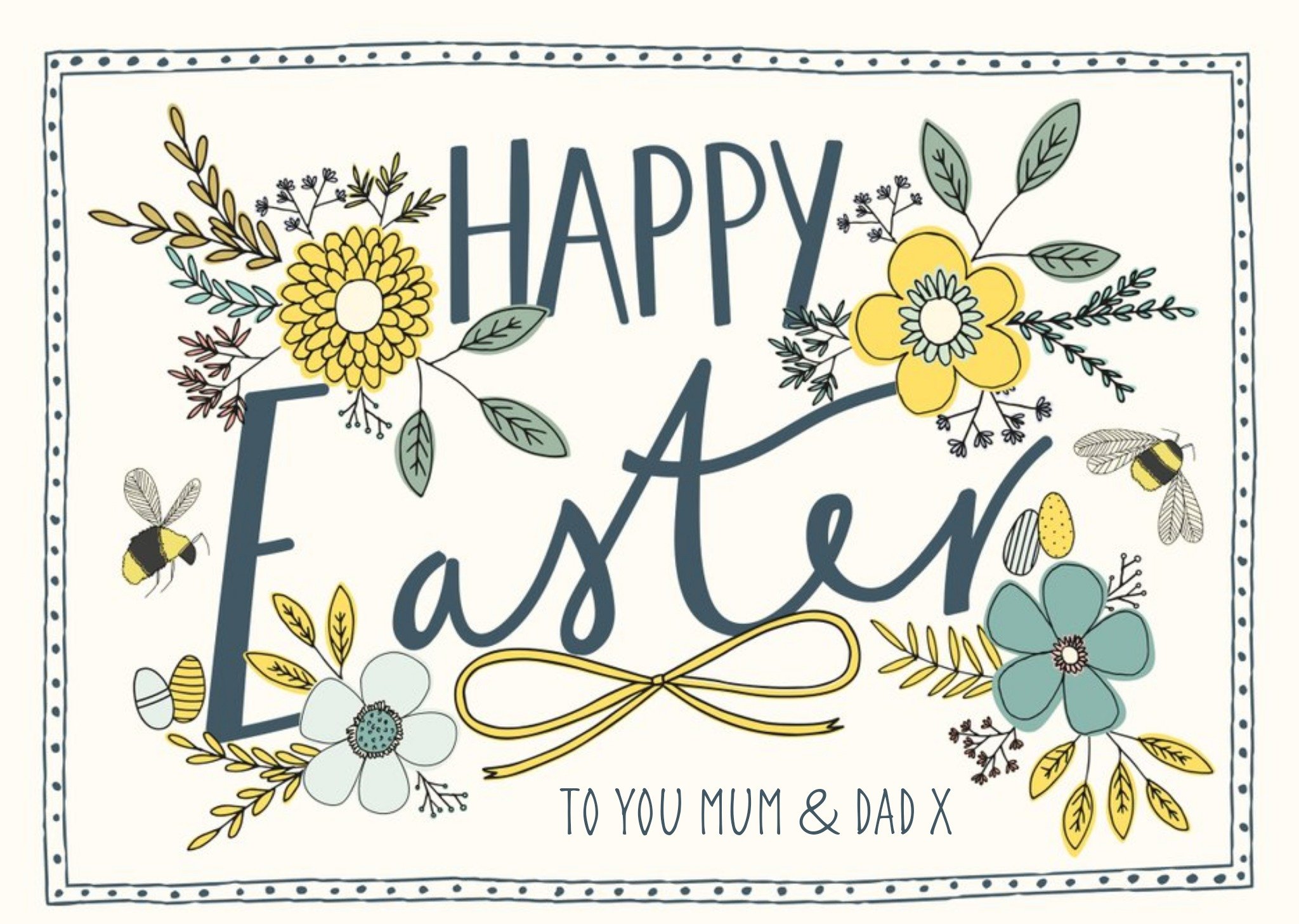 Moonpig Floral Happy Easter Mum & Dad Card, Large