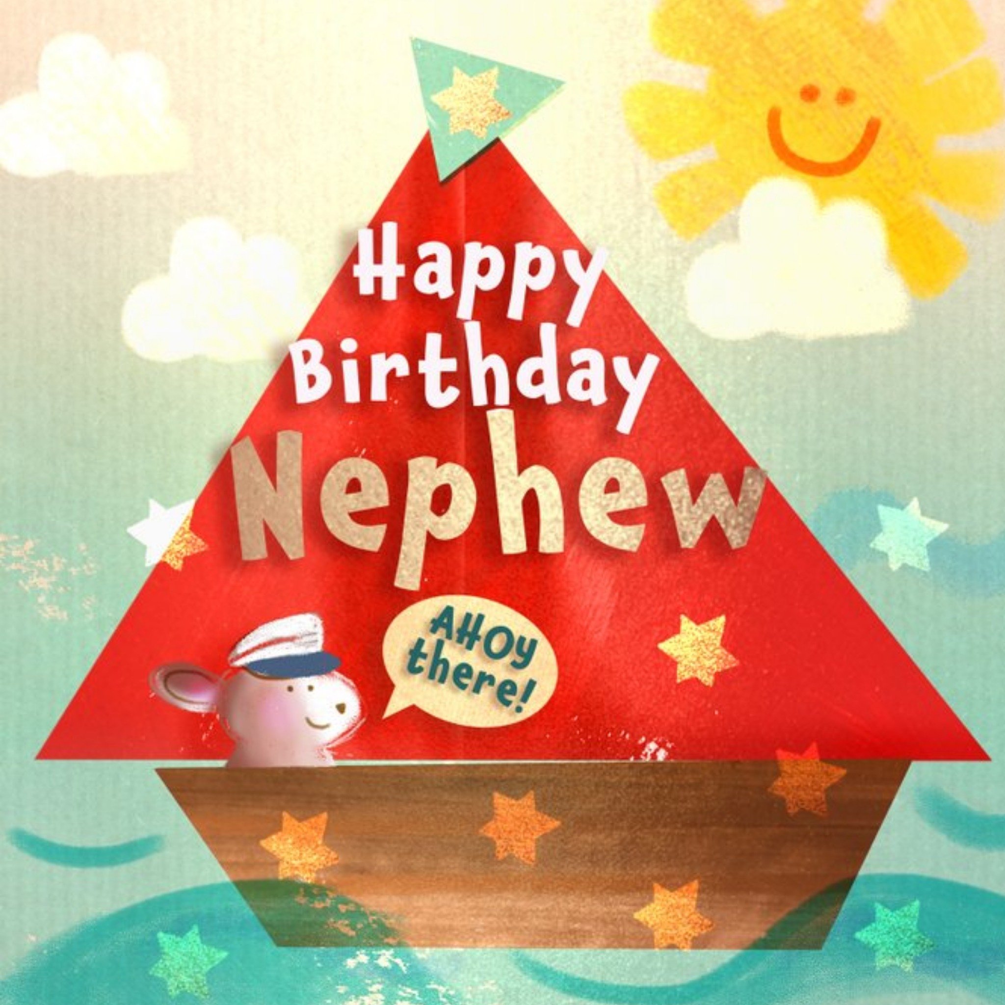 Mickey Mouse Mouse In Boat Happy Birthday Nephew Card, Large