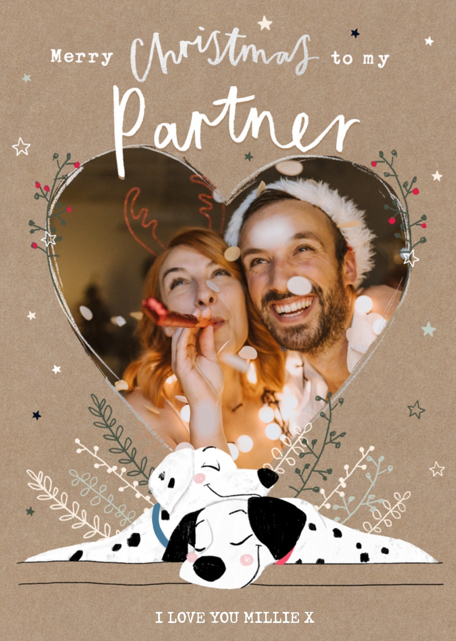 Disney 101 Dalmatians Merry Christmas To My Partner Card, Large