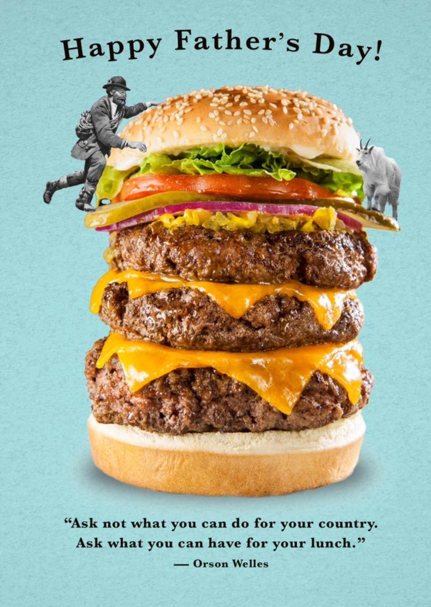 Burger Climbing Fathers Day Card Ecard