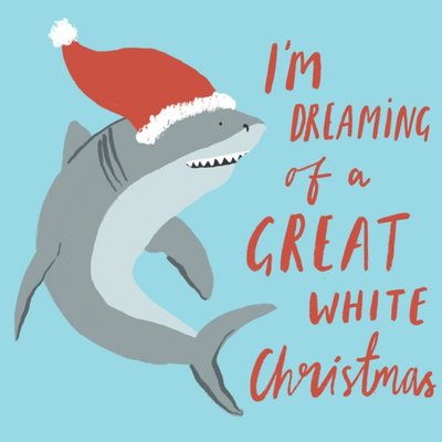 Illustration Of A Great White Shark Wearing A Santa Hat Christmas Card