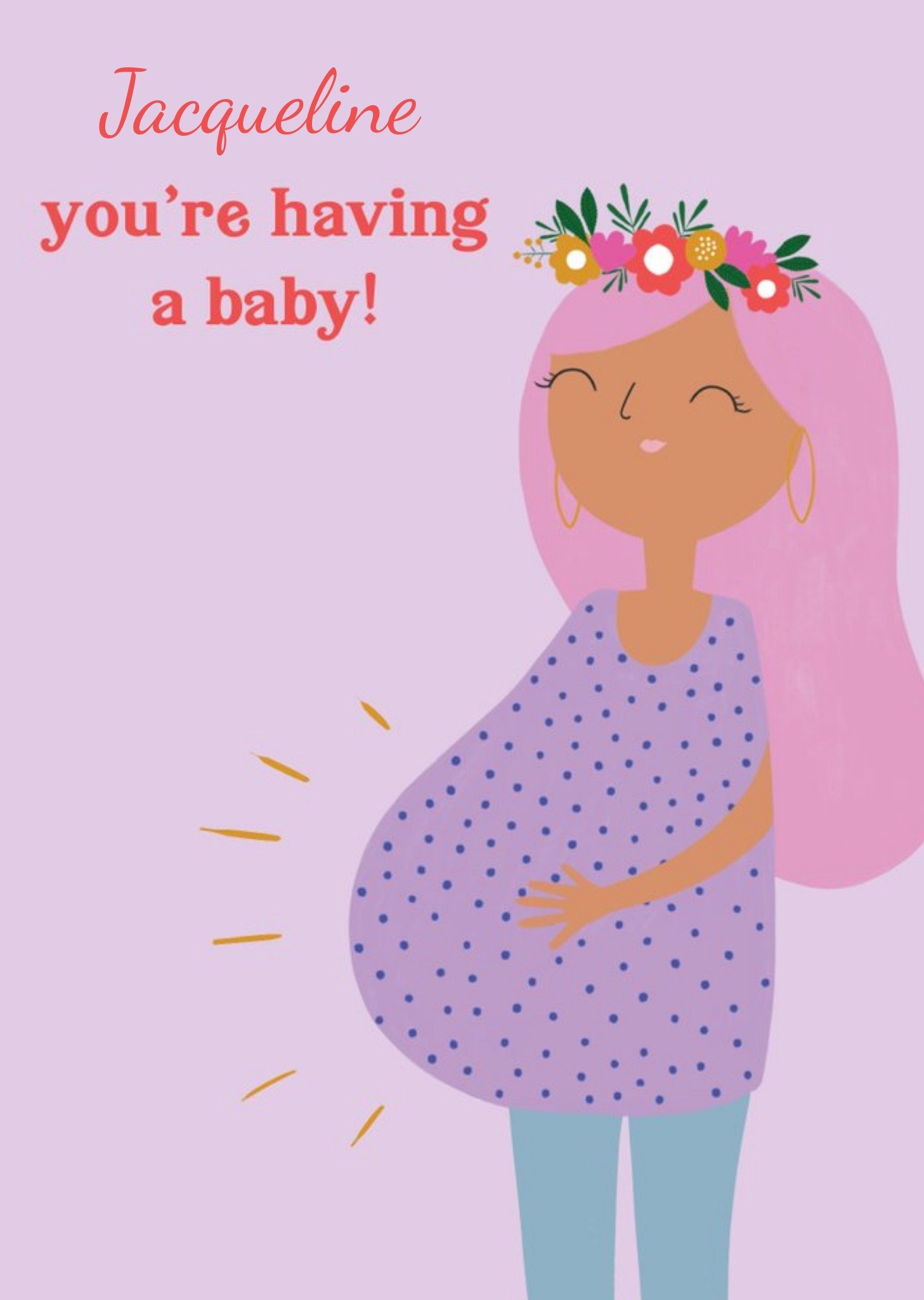 Moonpig Illustrated Pregnant Woman Customisable New Baby Card, Large