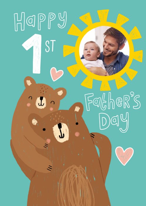 Illustrated Cute Bears Happy First Fathers Day Card