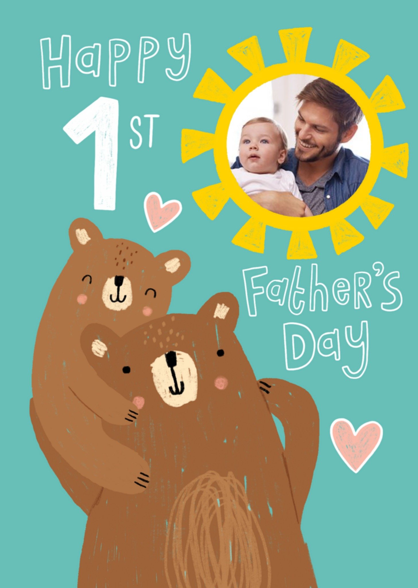 Illustrated Cute Bears Happy First Fathers Day Card Ecard