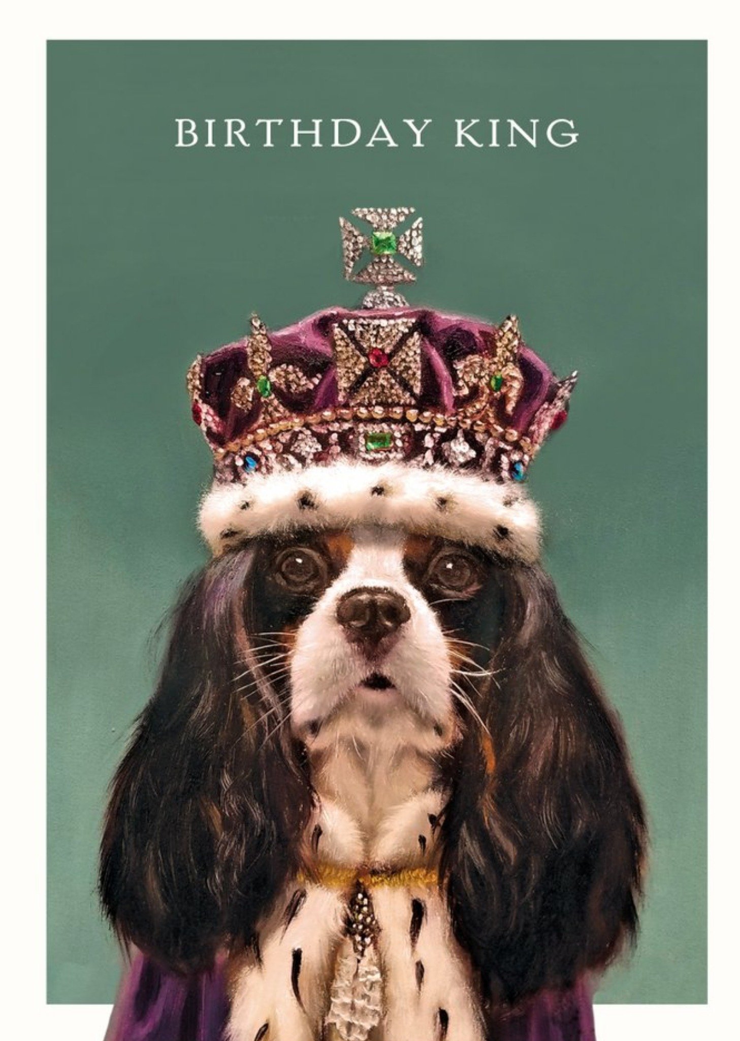 Moonpig Painting Of A Cavalier King Charles Spaniel Birthday King Card, Large