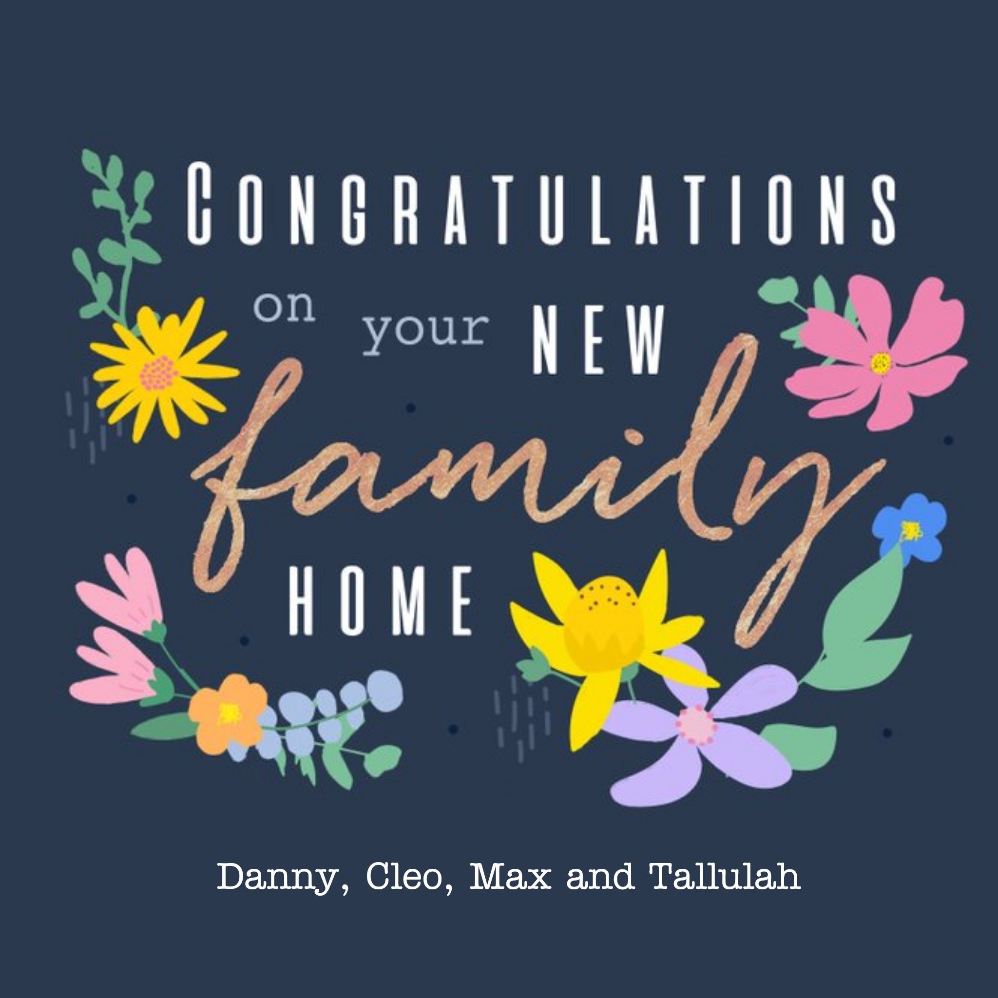 Floral Design Congratulations On Your New Family Home Card, Square