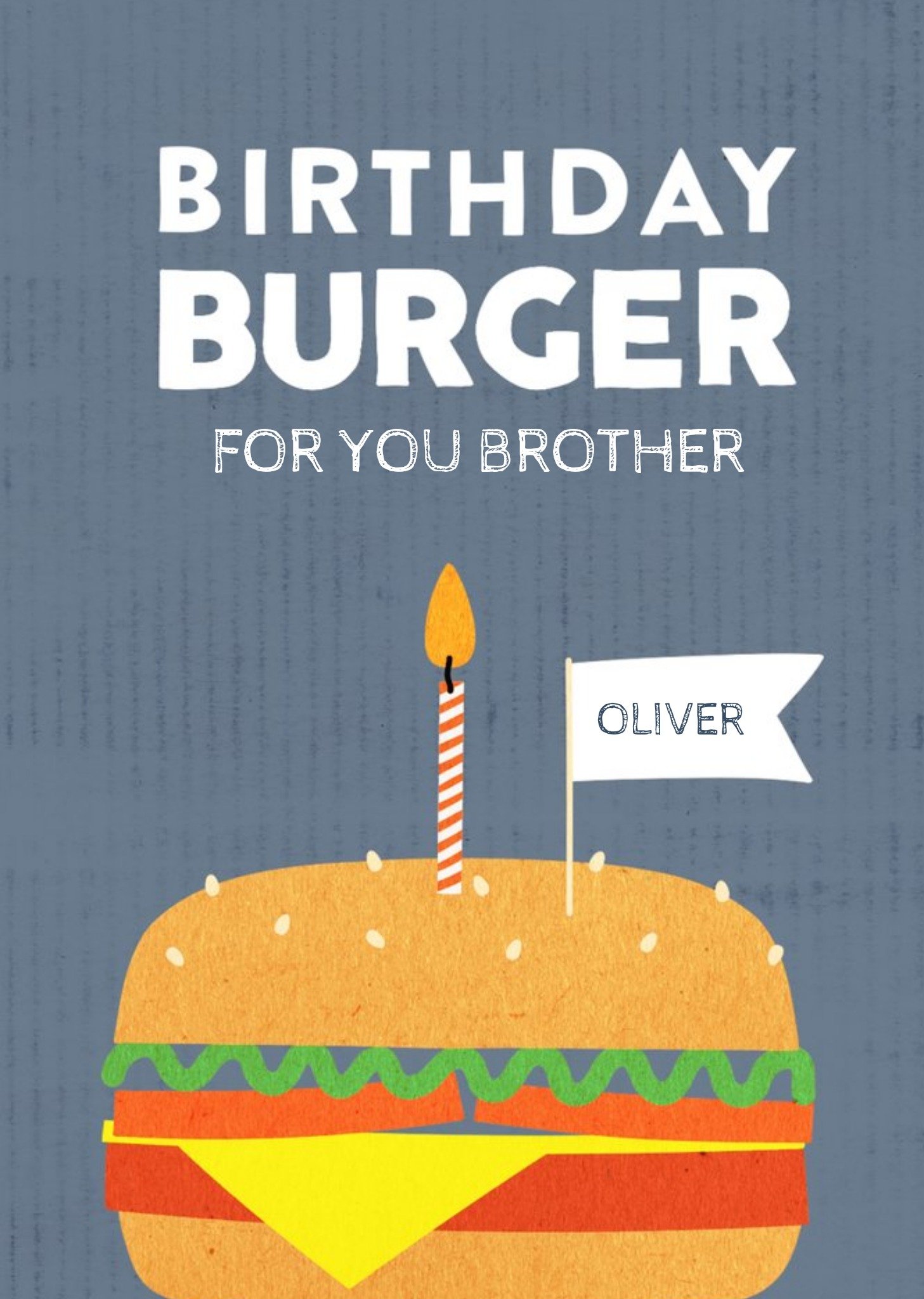 Moonpig Brother Birthday Card - Burger For You, Large
