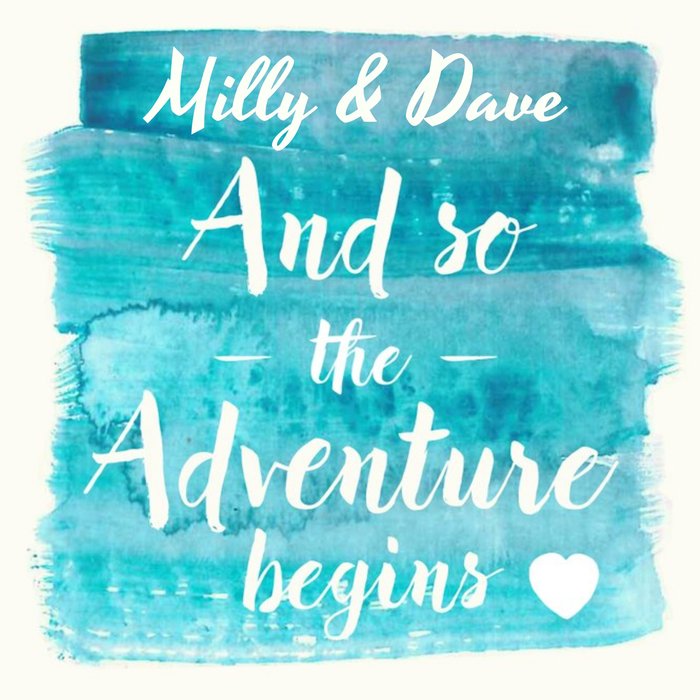 And So The Adventure Begins Personalised Wedding Day Card